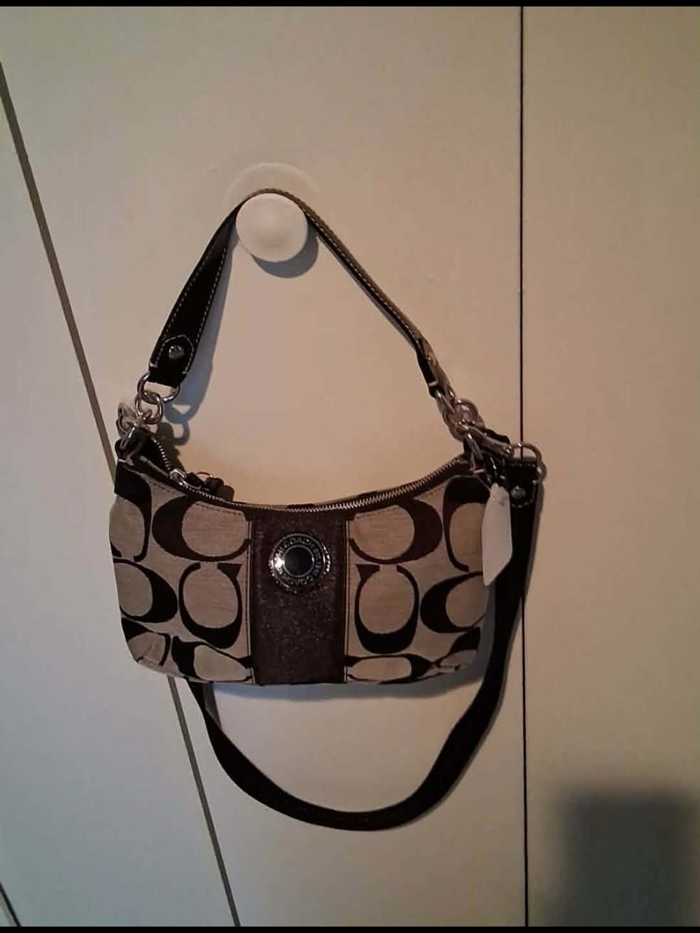 Coach Black and Gray Signature Canvas Shoulder Bag - Picture 3 of 6